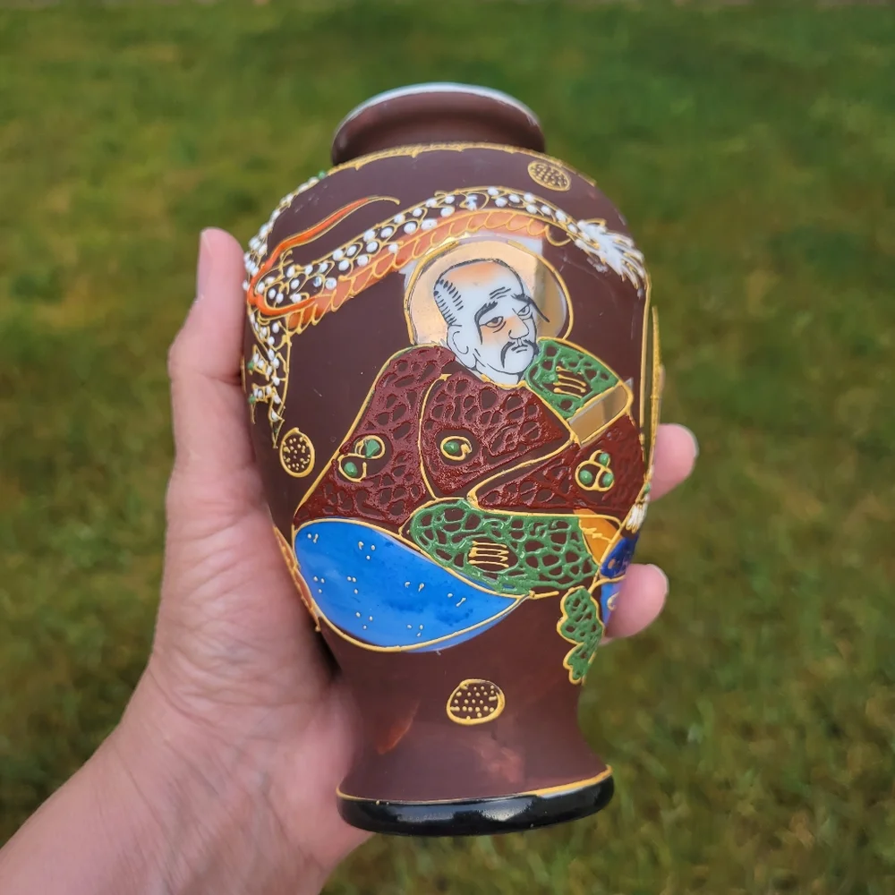 Vintage Japan Moriage Style Dragonware Vase ~ Unique & Pretty